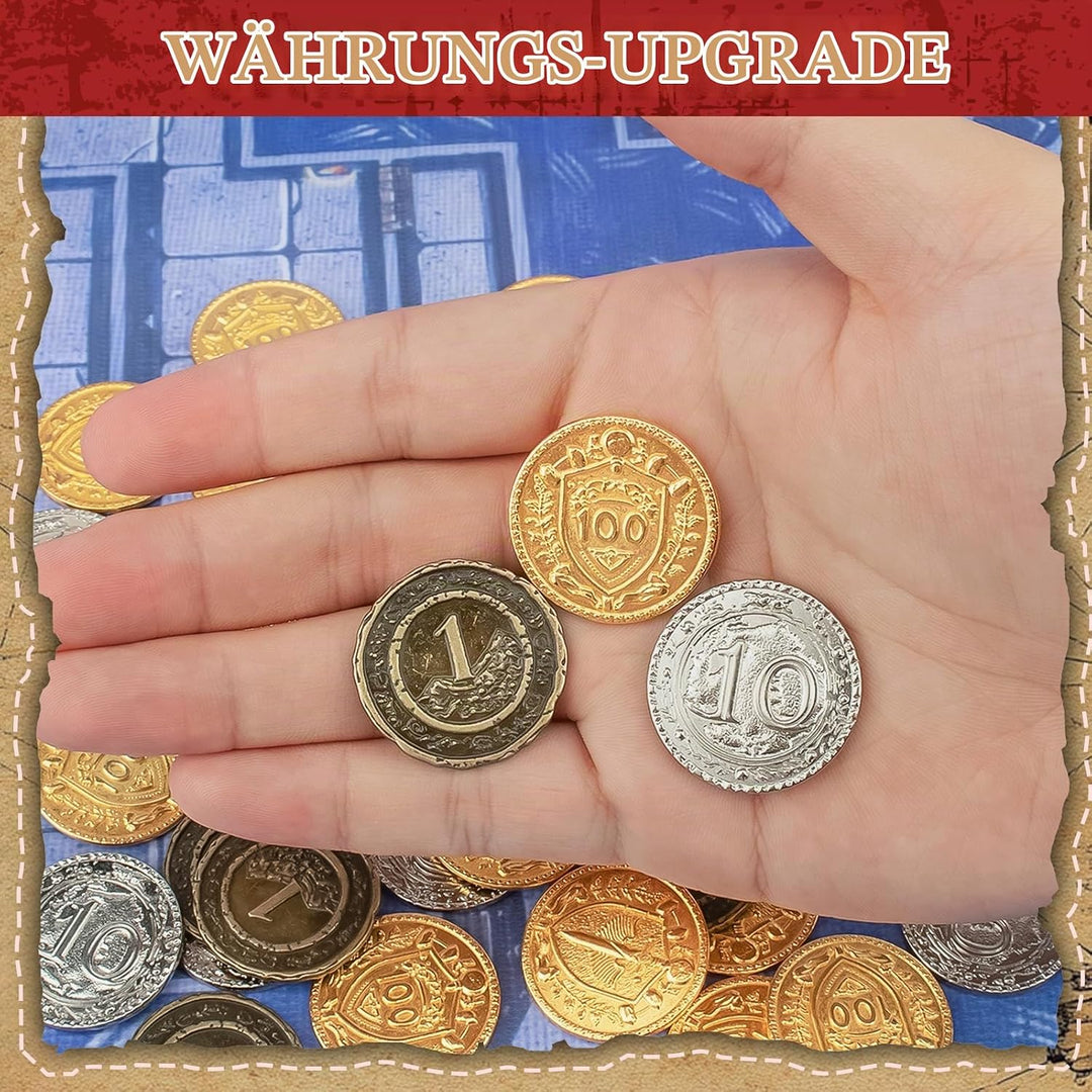 Byhoo 50PCS Metall DND Münzen, 1.2" Gold Silber Kupfer Token mit Gesichtswert für Brettspiel und Tab