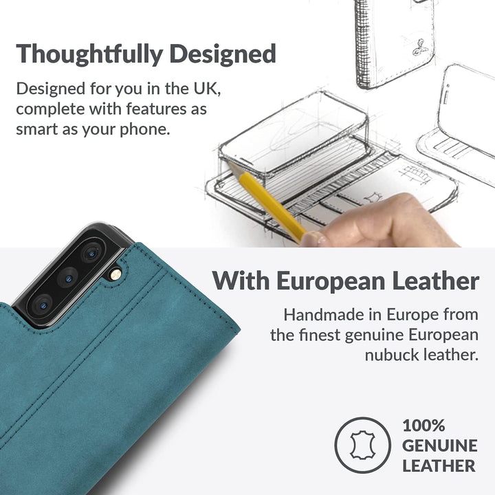 Snakehive Galaxy S21 Plus 5G Hülle Leder | Stylische Handyhülle mit Kartenhalter & Standfuss | Handy