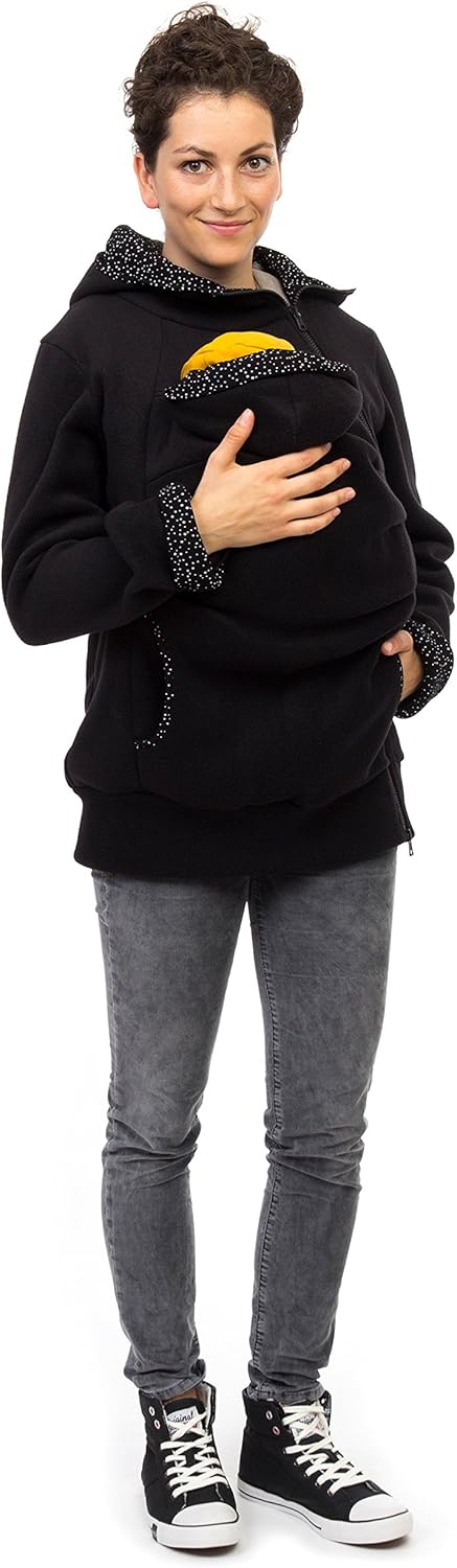 Viva la Mama Kängurujacke, Tragejacke für Baby aus Fleece - AHOI XL Schwarz /Kosmos, XL Schwarz /Kos