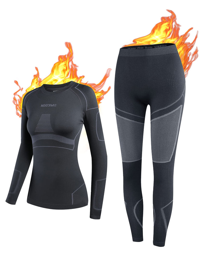 NOOYME Thermounterwäsche Damen Atmungsaktiv und Thermowäsche Set Funktionswäsche Damen Anti-bakterie