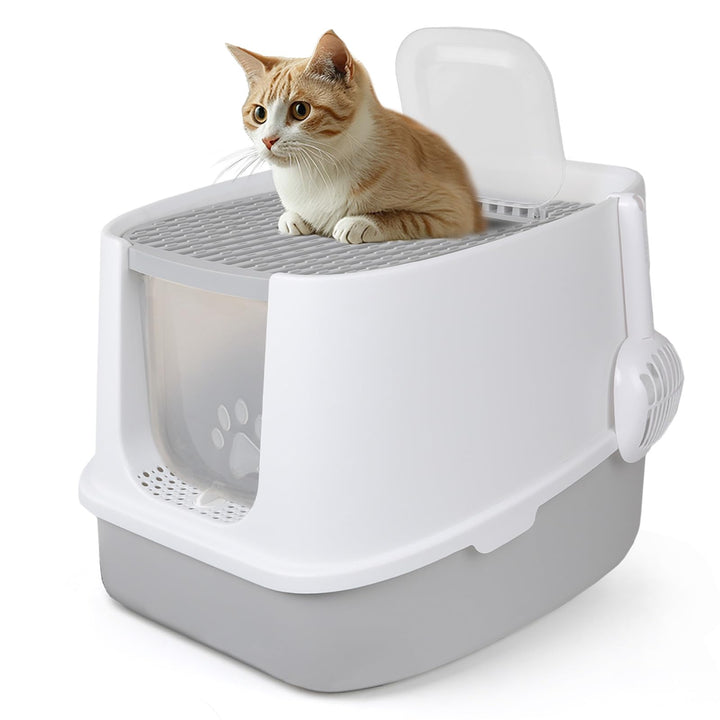 CALIYO Katzenklo mit Deckel - Anti-Geruch Katzenklo Geschlossen mit Hoher Rand, Katzentoilette mit S