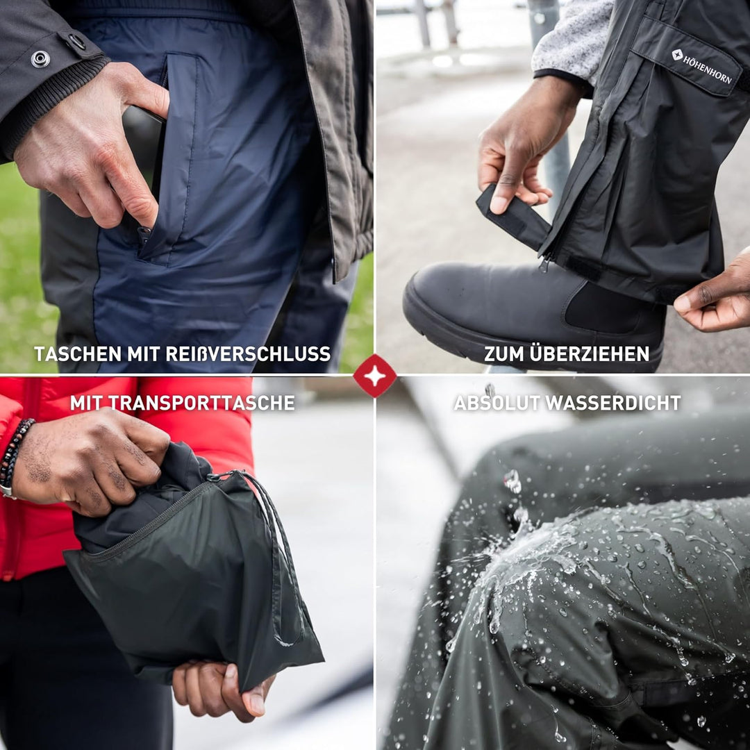 Höhenhorn Pluvia Herren Regenhose wasserdichte Überziehhose Wassersäule 5.000 mm Atmungsaktive Outdo