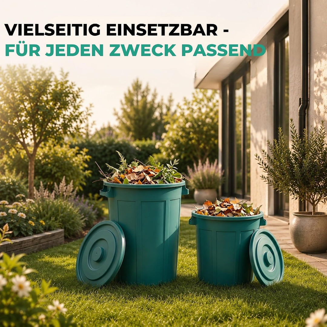 YourCasa Mülltonne 50L - Mülleimer mit Deckel verschliessbar - Tonne mit Trageriffen für Garten - Fu
