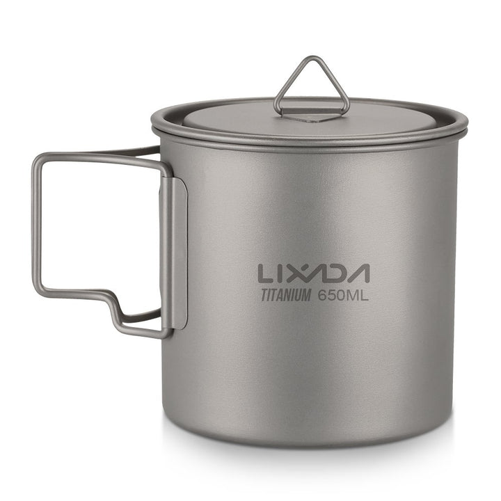Lixada Titanium Topf Camping Tragbar Titan Wasser Tragbar Becher Tasse Klappgriff(300 ml,350 ml,420m