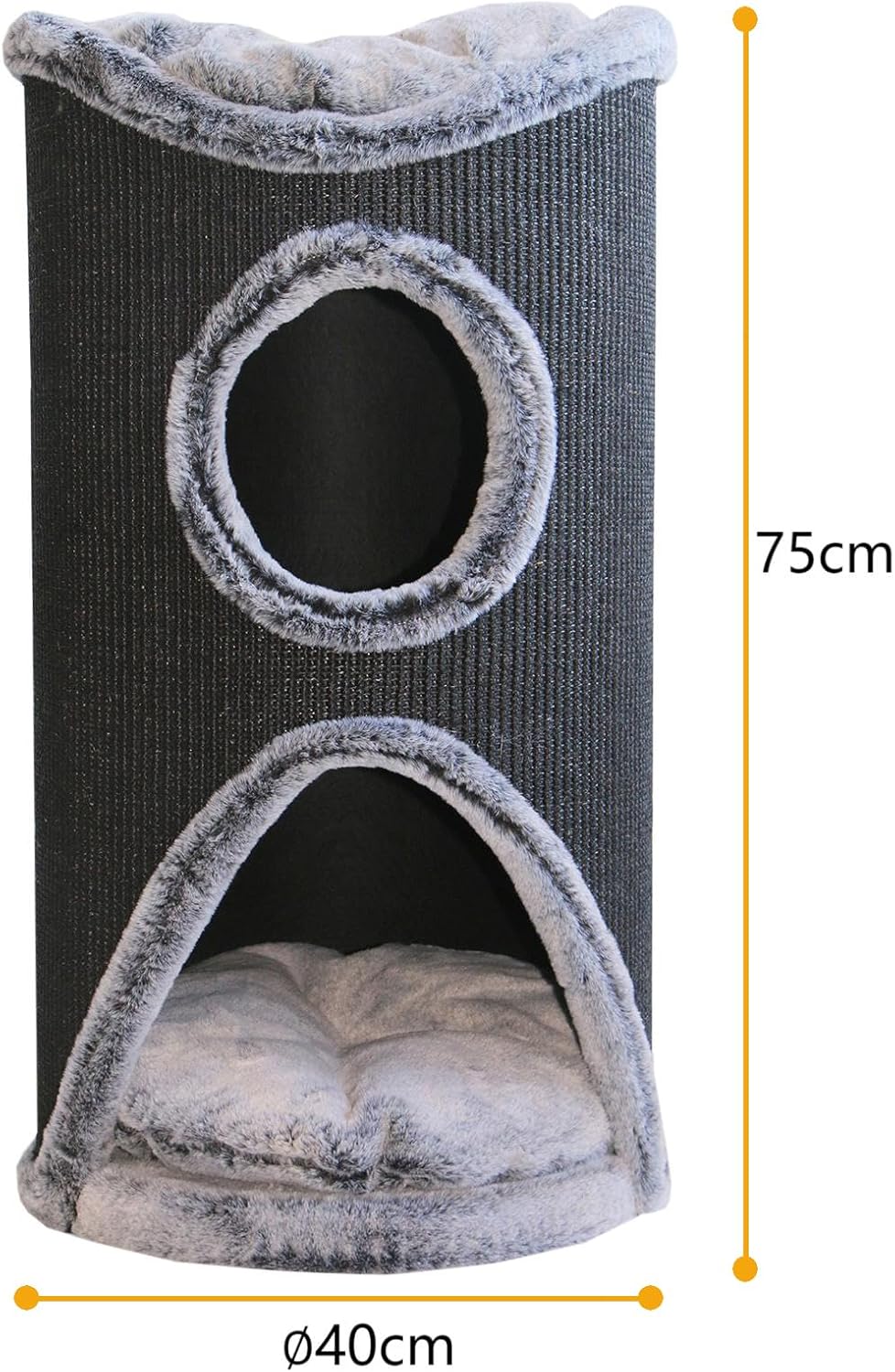 Bontoy Katzenturm Mukki grau I mit 2 Höhlen I grosse Liegefläche I 75 cm höhe I Stabiler Stand I mit