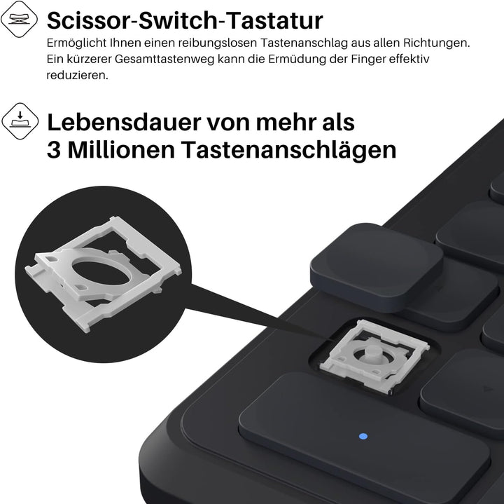 HUION Bluetooth 5.0 Keydial Mini K20, KD100 2.0 Kabellose Tastatur mit Dial Controller + 18 Benutzer