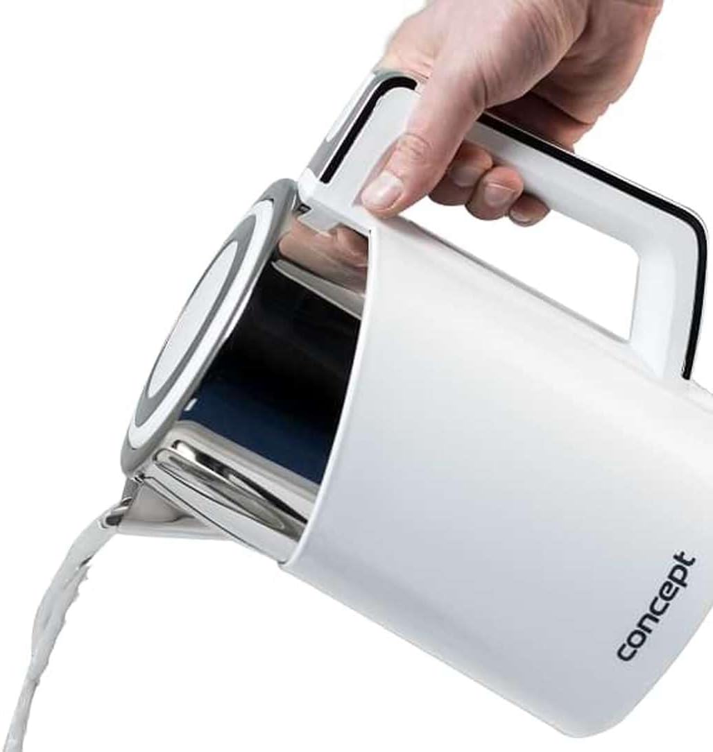 CONCEPT Hausgeräte RK3170 Wasserkocher mit Temperatureinstellung, Cool Touch Edelstahl, 1,7 l, Weiss