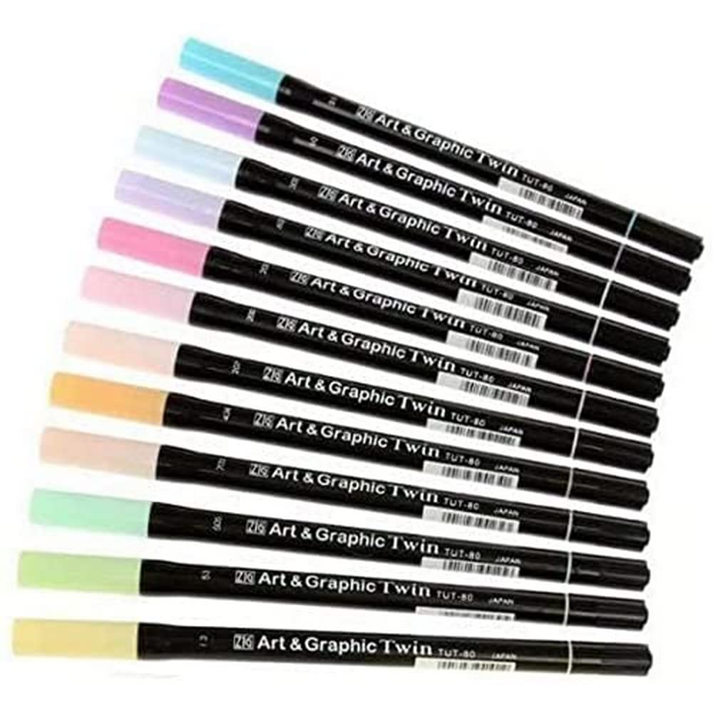 Kuretake TUT-80/12VPA Farbenset, Plastik, diverse farben, 19,4 x 14,4 x 1,5 cm