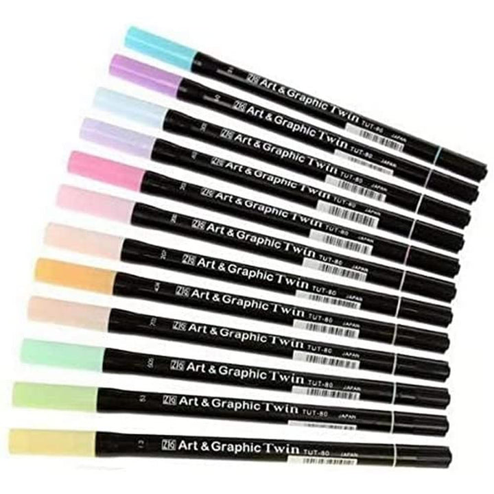 Kuretake TUT-80/12VPA Farbenset, Plastik, diverse farben, 19,4 x 14,4 x 1,5 cm