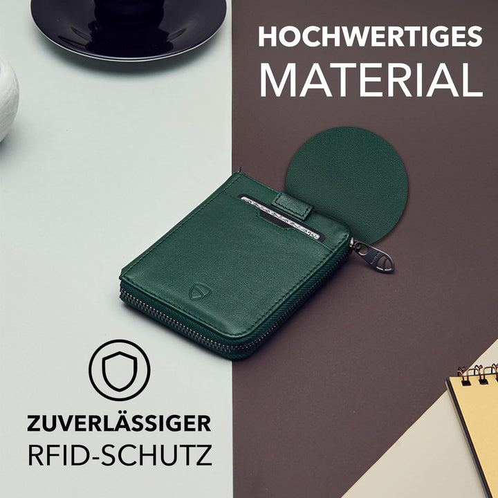 Vaultskin Notting Hill schlanke Brieftasche mit Reissverschluss und RFID Schutz. Geldbörse für Kredi