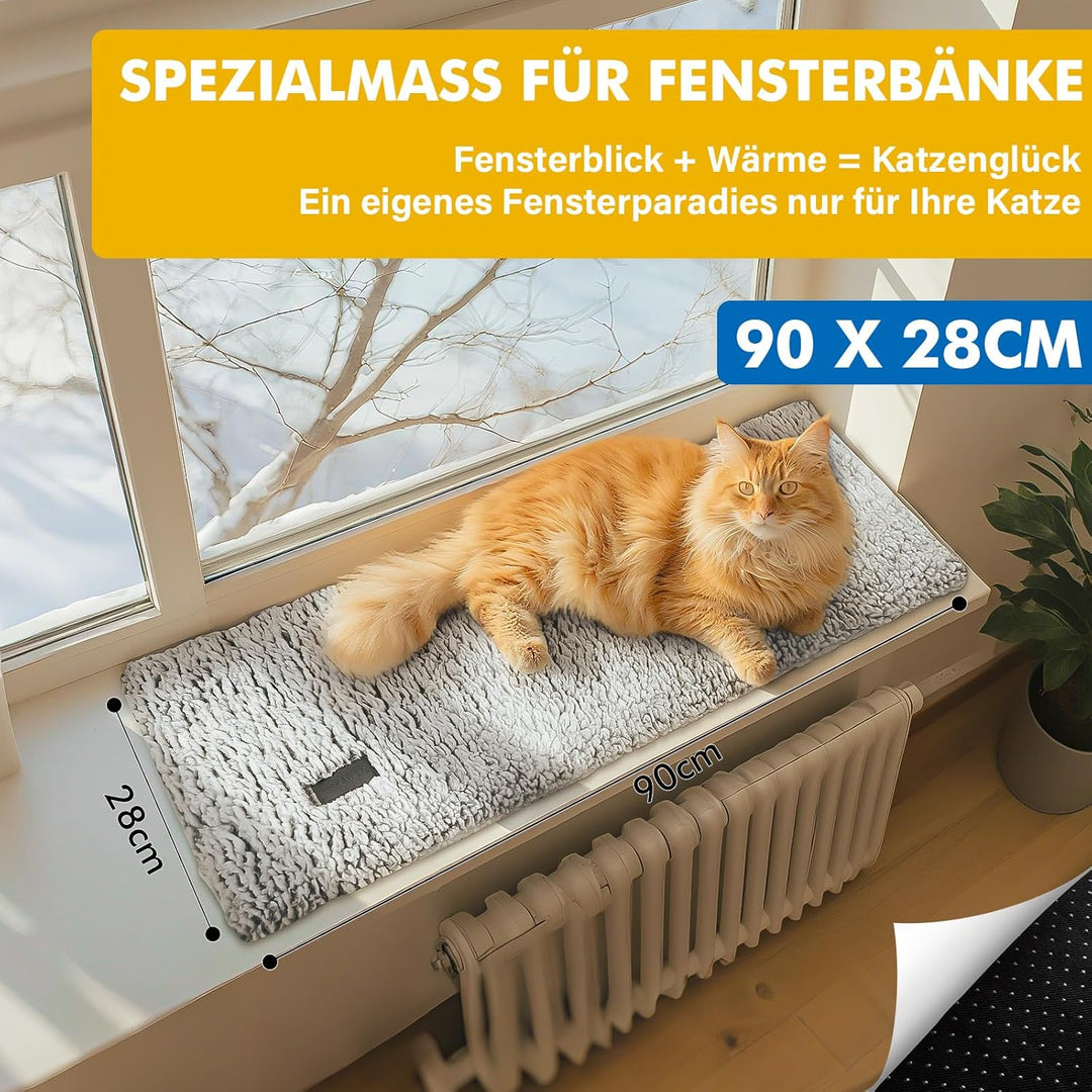 Mora Pets Katzen Fensterliege Katzenbett Fensterbank rutschfest, Selbstheizende Katzendecke für Fens