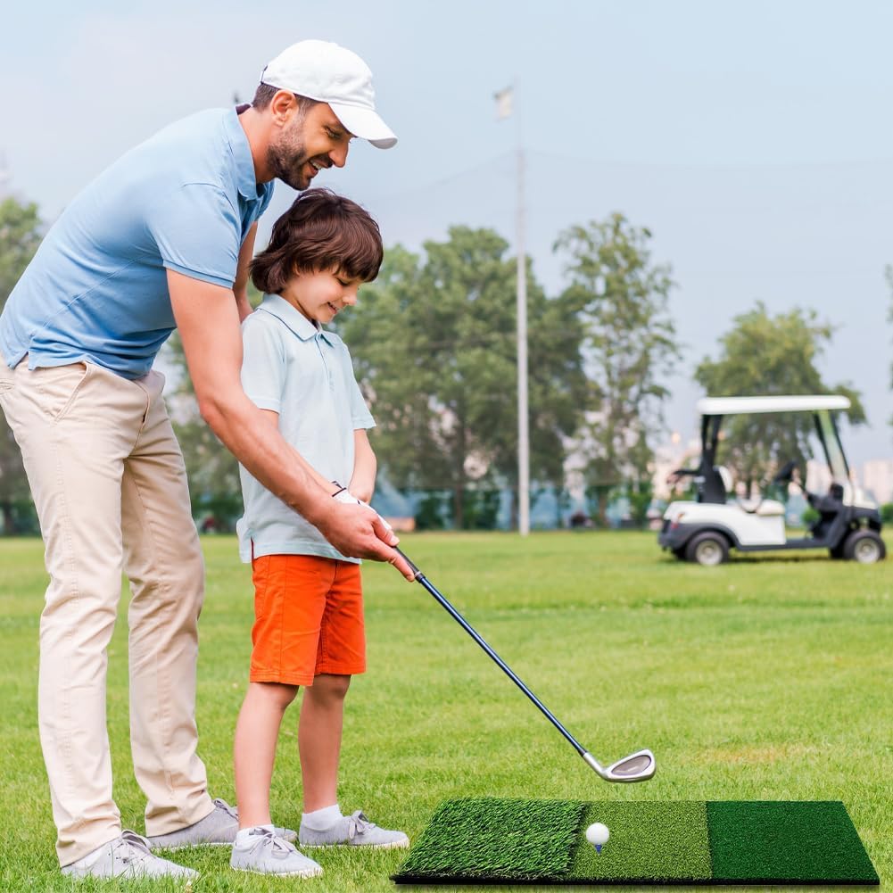 3-in-1 Golf-Abschlagmatte 60x30cm, Golf-Übungsmatte mit Rough und Fairway Schlagflächen, Abschlag Tr