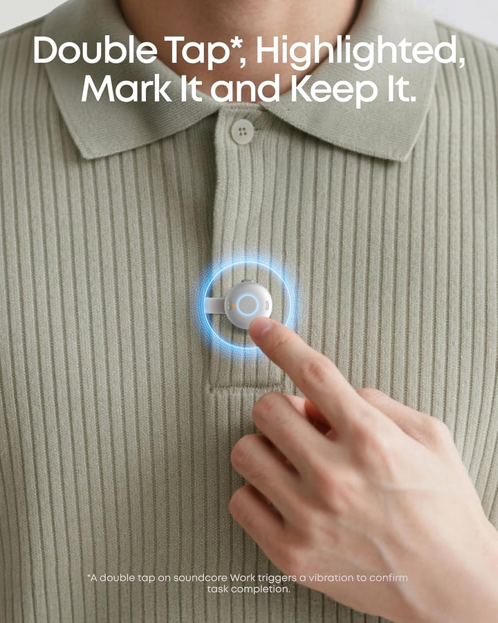 soundcore Work by Anker, tragbares KI-Diktiergerät, KI-Transkription & Zusammenfassung, 6 Monate Pro