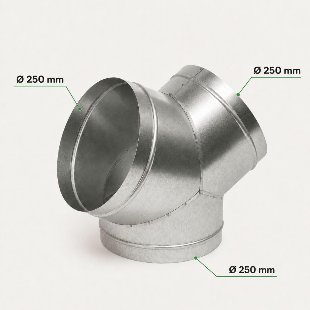Weedness Y-Stück 250 mm Metall Rohr für Grow Abluft - Rohrlüfter Lüfter Aktivkohlefilter Ablauftschl