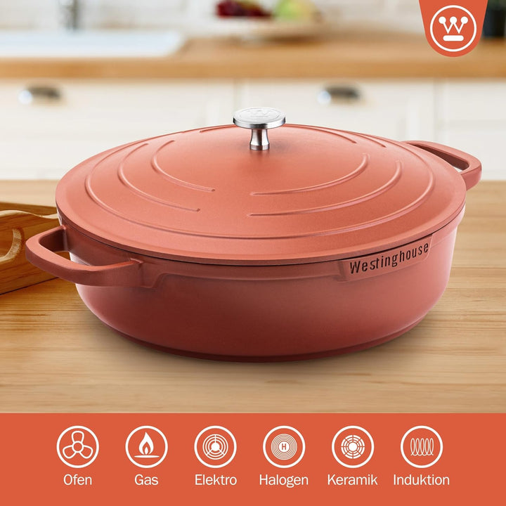 Westinghouse PERFORMANCE SERIES Schmorpfanne mit Deckel, Grosse Bratpfanne 32 cm für Induktion & all