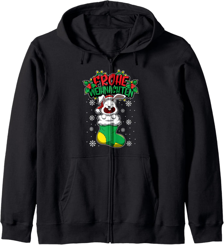 Frohe Weihnachten - Weihnachtstiere - Hase Kaninchen Kapuzenjacke