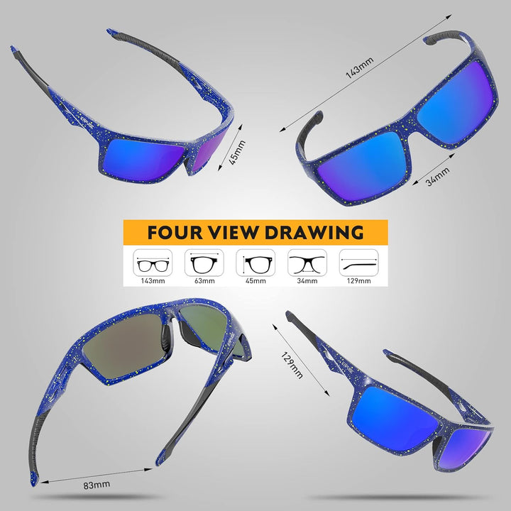 KAPVOE Polarisierte Sport Sonnenbrille hohe Definition hohen Kontrast Linsen für Damen Herren Radfah