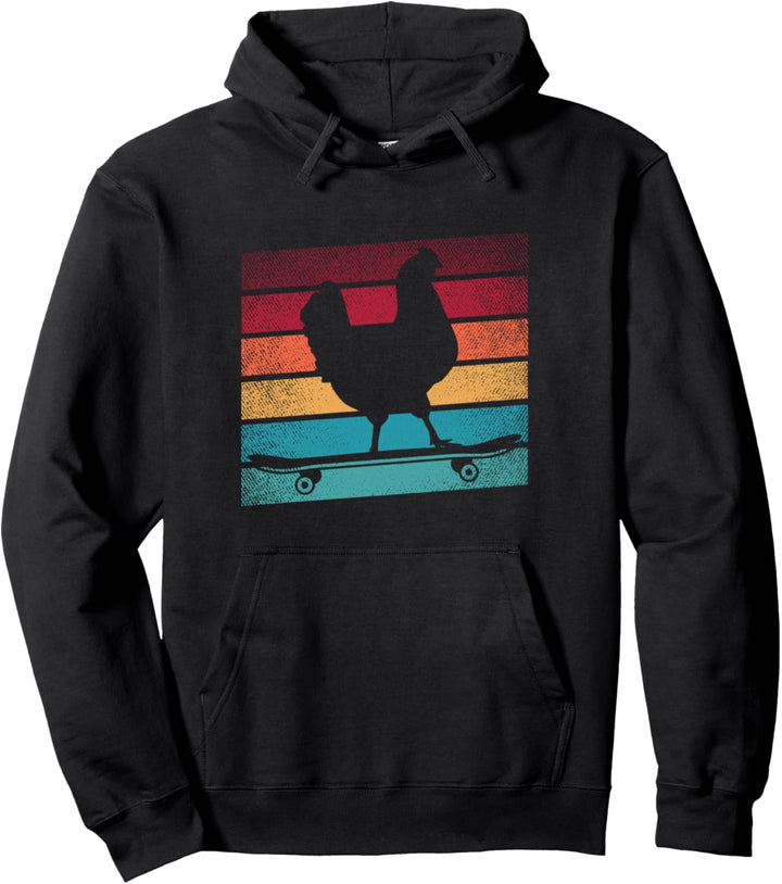 Lustiges Hühnchen-Skateboarding Pullover Hoodie