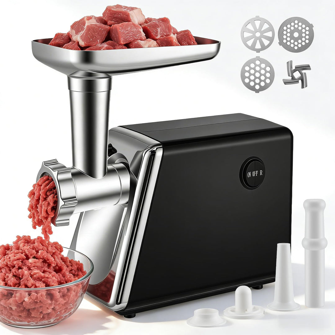 Fleischwolf Elektrisch 4 In 1 Für Fleisch,Wurst,Gemüse Käse,Leise & Überhitzungsschutz, Edelstahl &