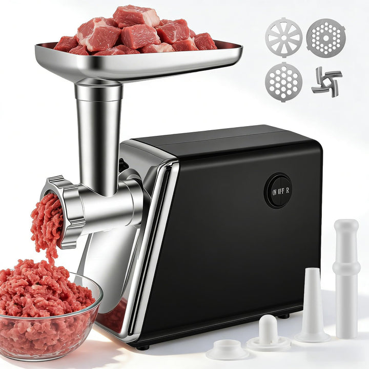 Fleischwolf Elektrisch 4 In 1 Für Fleisch,Wurst,Gemüse Käse,Leise & Überhitzungsschutz, Edelstahl &