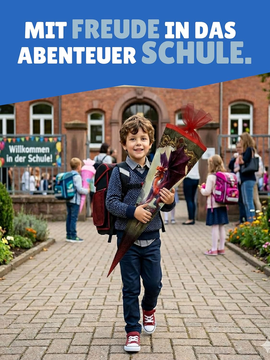 Familando - McNeill Basic Schulranzen Set - 10-teilig mit Schultüte - Drachen - Ergonomisch & Verste
