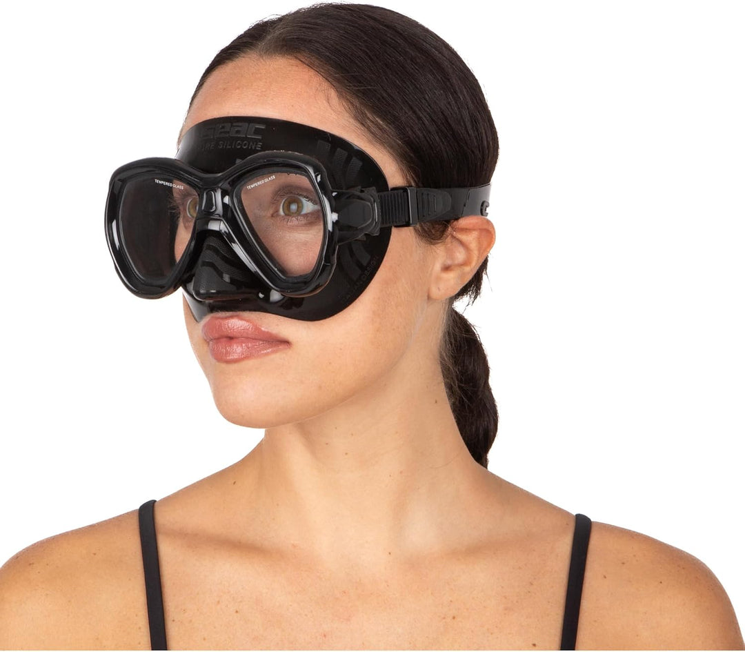 SEAC Jungen Elba Tauchmaske regular Schwarz, regular Schwarz