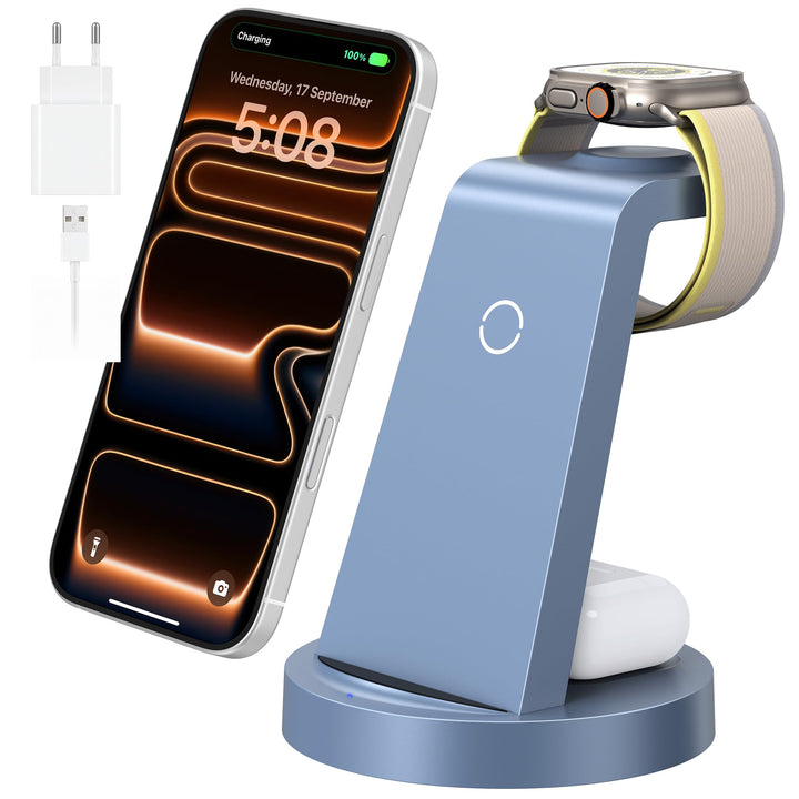 3 in 1 iPhone Ladestation Kabelloses Ladegerät für Apple - Wireless Charger für iPhone 16 15 14 13 1