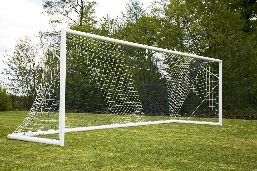 TORNETZ - Fussball - 7.32 x 2.44 x 0.8 x 2m - 3mm - Weiss oder Weiss/Blau Weiss-Blau, Weiss-Blau