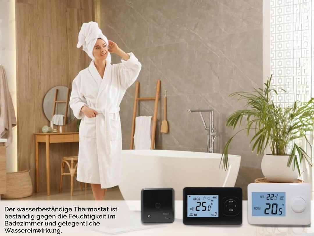Hochwertige Heizung – Basic-Thermostat in Schwarz – inklusive Aufputzempfänger TC-05 – WLAN-Modell K
