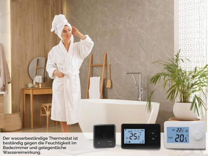 Hochwertige Heizung – Basic-Thermostat in Schwarz – inklusive Aufputzempfänger TC-05 – WLAN-Modell K