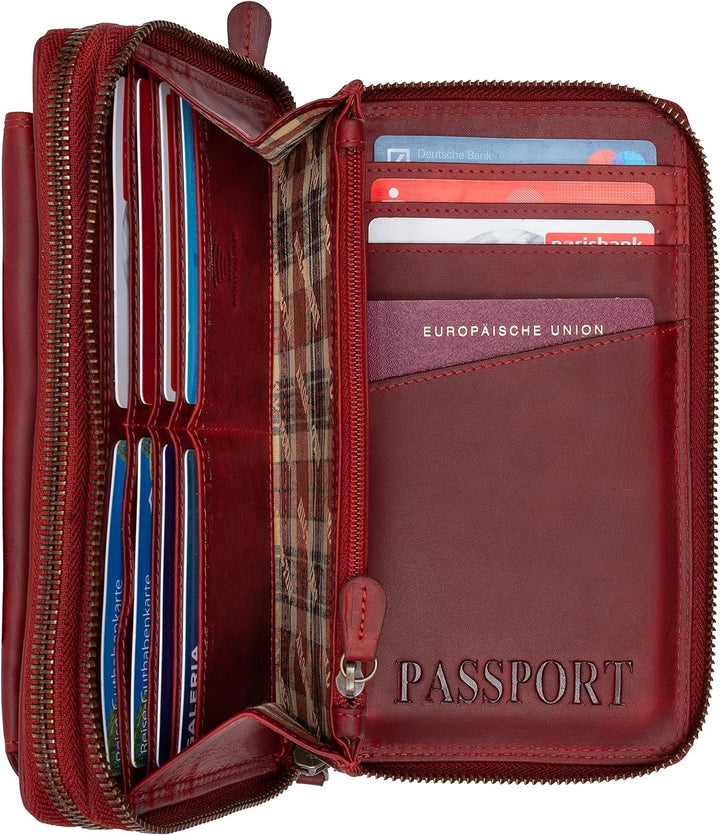 Hill Burry Leder Handy Portemonnaie I Geldbörse | Umhängetasche | Handy-Wallet aus hochwertigem natu