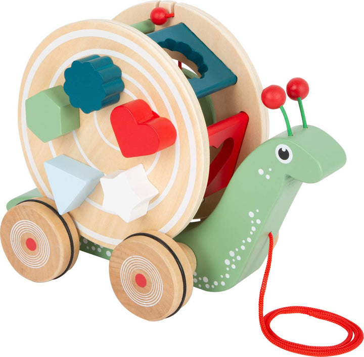 Small Foot Nachzieh-Stecktier Schnecke aus Holz, Motorikspielzeug zum Laufenlernen, für Kinder ab 12
