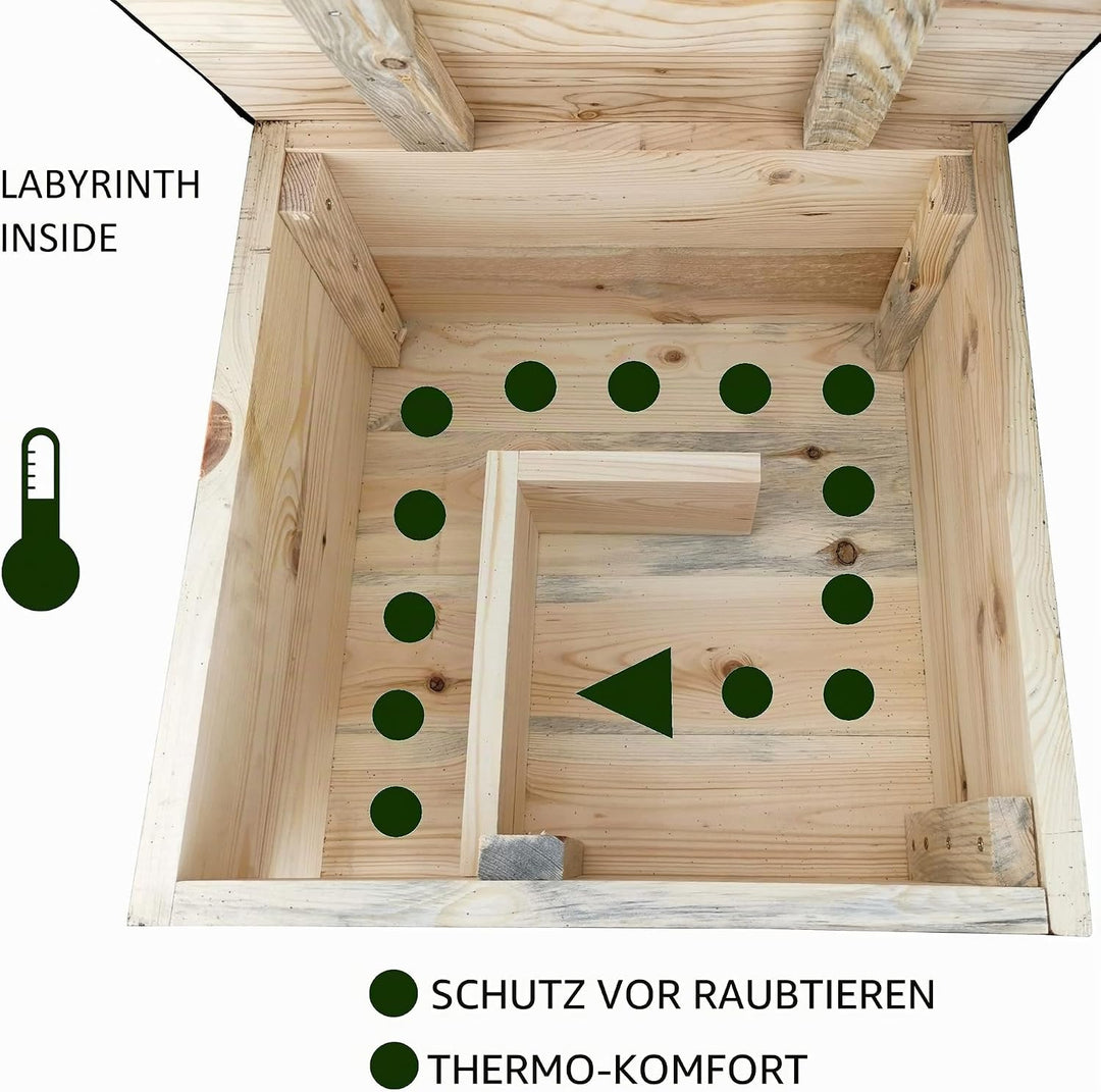 IDEA HOME - Igelhaus | mit Boden aus Holz I Ganzjähriges Haus | Wetterfestes | Perfekt für den Garte