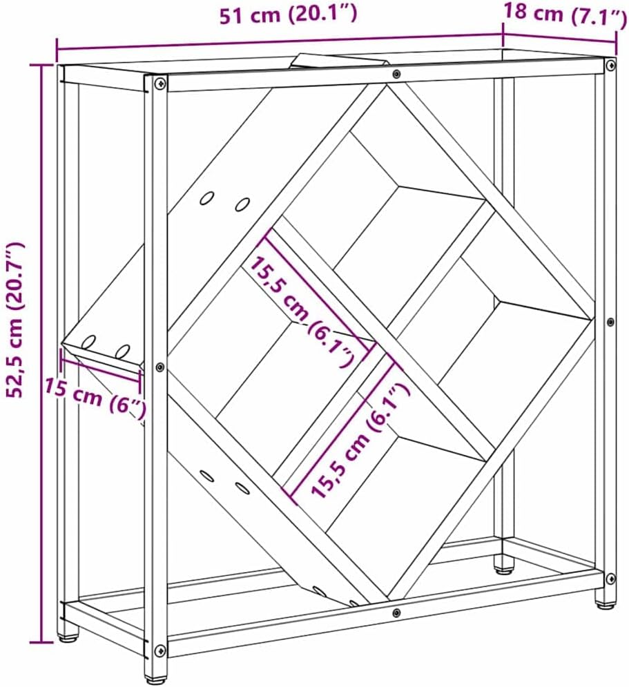 vidaXL Weinregal Artisan-Eiche 51 x 18 x 52,5 cm Holzwerkstoff, Moderner rechteckiger Weinaussteller