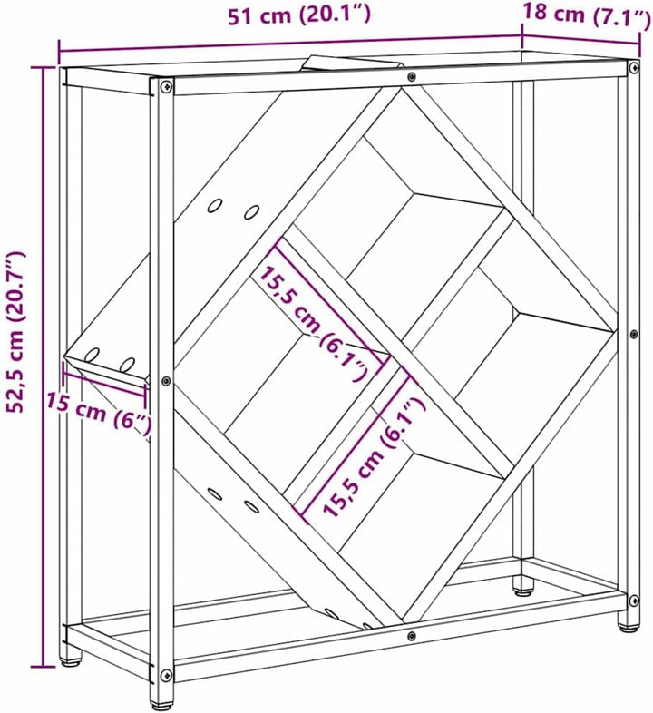 vidaXL Weinregal Artisan-Eiche 51 x 18 x 52,5 cm Holzwerkstoff, Moderner rechteckiger Weinaussteller