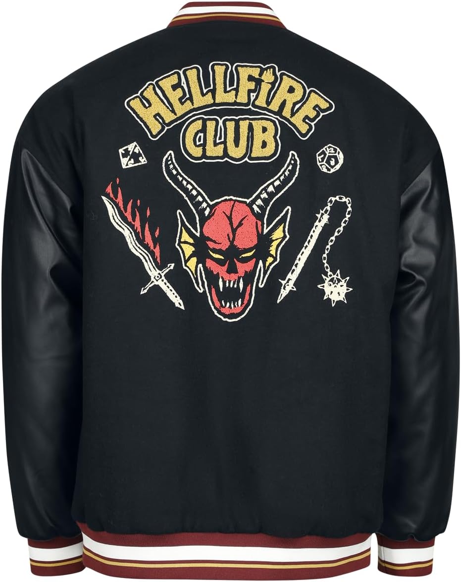 Stranger Things Hellfire Club Männer Collegejacke schwarz Fan-Merch, TV-Serien M Schwarz, M Schwarz