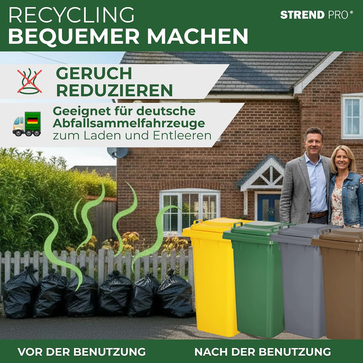 STREND PRO Mülltonne 120L Grün | Abfalltonne für Gartenabfall, Papier &amp; Glas | Mülleimer mit Deckel