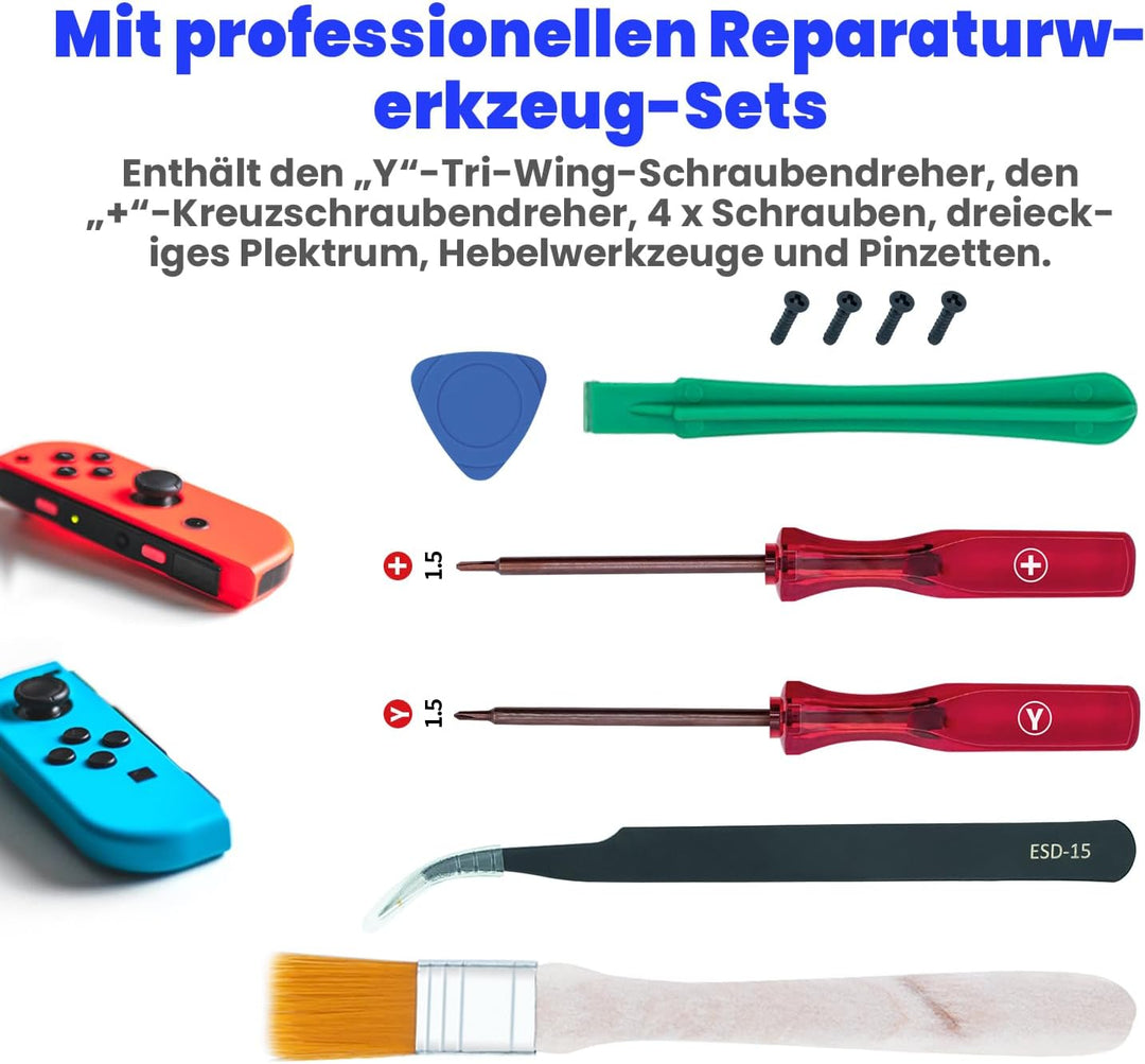 Mcbazel 18 in 1 Ersatz- und Reparatursatz für Switch Joycon. Mit Schraubendreher-Öffnungswerkzeug, 3