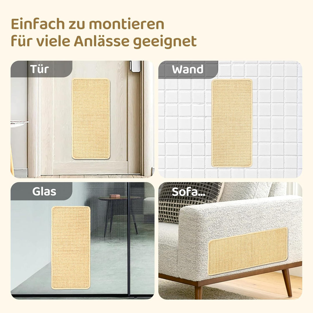 Kratzmatte Katze,2 Stück Kratzbretter Katze Wand,Sisal Teppich für Katzen, Selbsthaftender Kratzwand