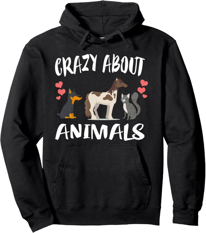 Crazy About Animals Hunde- und Katzenpferd Pullover Hoodie