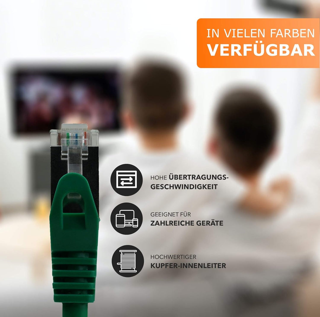 1aTTack.de 30m - grün - 1 Stück CAT.7 Netzwerkkabel Patchkabel SFTP PIMF LSZH Gigabit Lan Kabel 10Gb