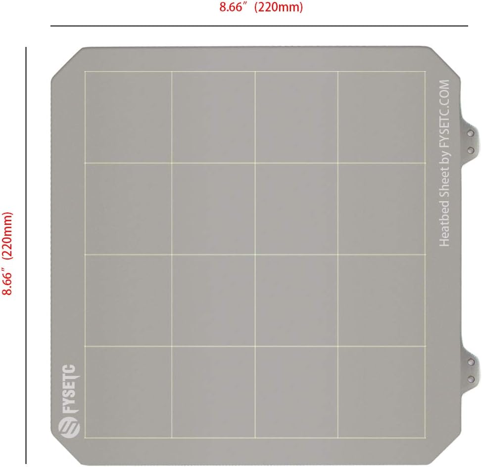 BCZAMD 3D-Drucker 220 x 220 mm Heizbett-Bauplatte Stahlfederblatt mit Eckschnitt und PEI B-Maagnetbe