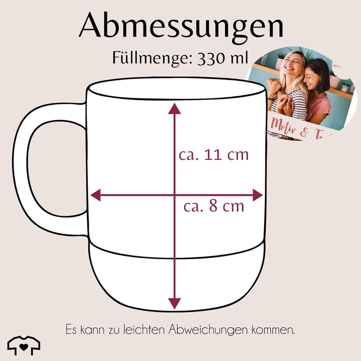 Tasse Untersetzer Kork - Eigenes Foto I Eigenes Bild - 330 ml - Weiss Matt - korkboden personalisier