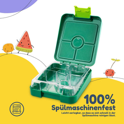 schmatzfatz Easy Bento Lunchbox für Kinder, BPA-frei, Lunchbox mit 4 Fächern, leicht zu öffnen und z