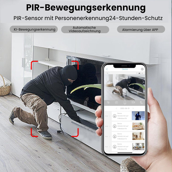 javiscam Mini Kamera, überwachungskamera innen, Kamera überwachung innen, 4K AI Bewegungserkennung,