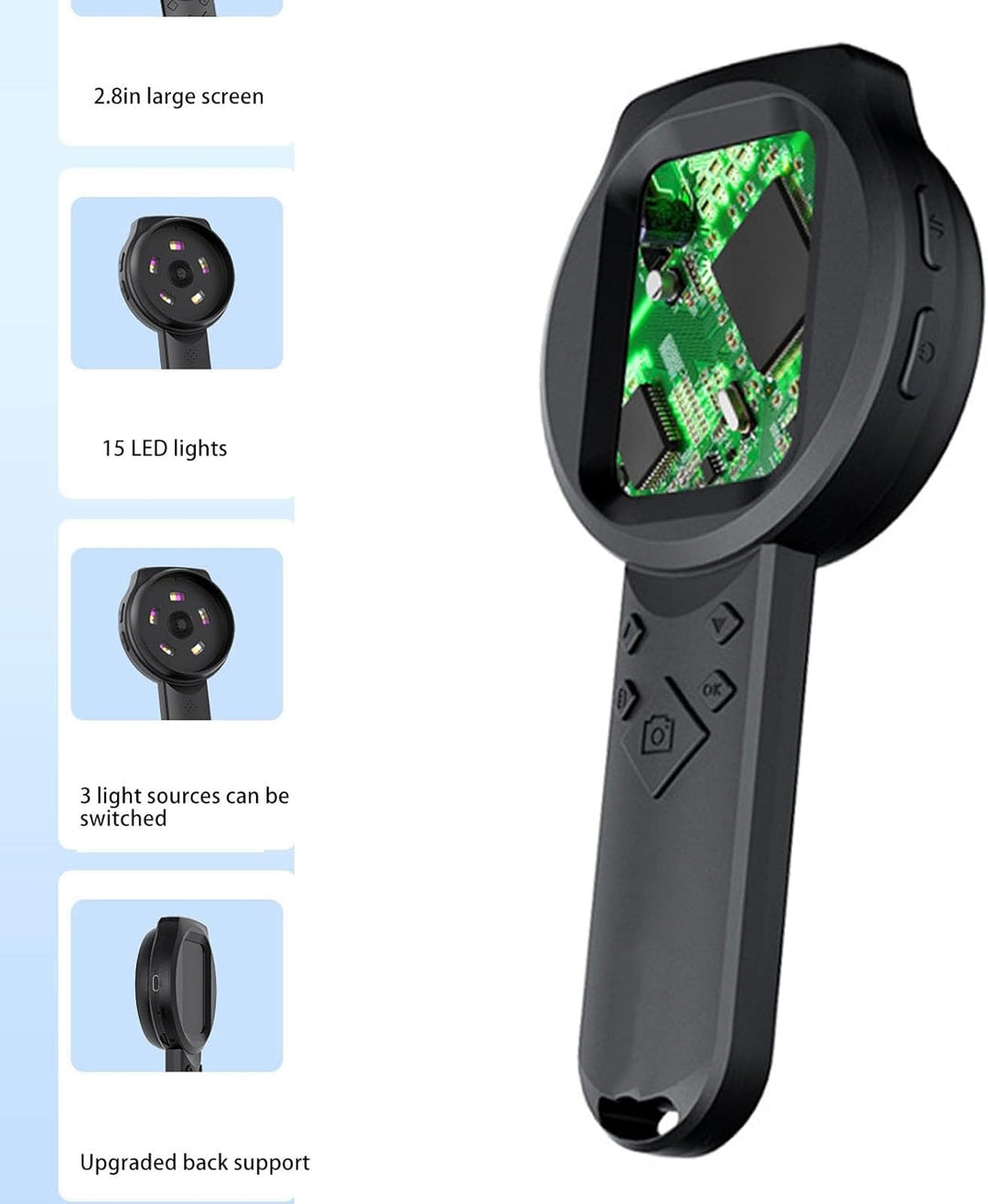 1000x Vergrösserungsglas Handheld Digital Lupe mit Leichten 4 Zoomtasten Vielseitige Kamera Funktion