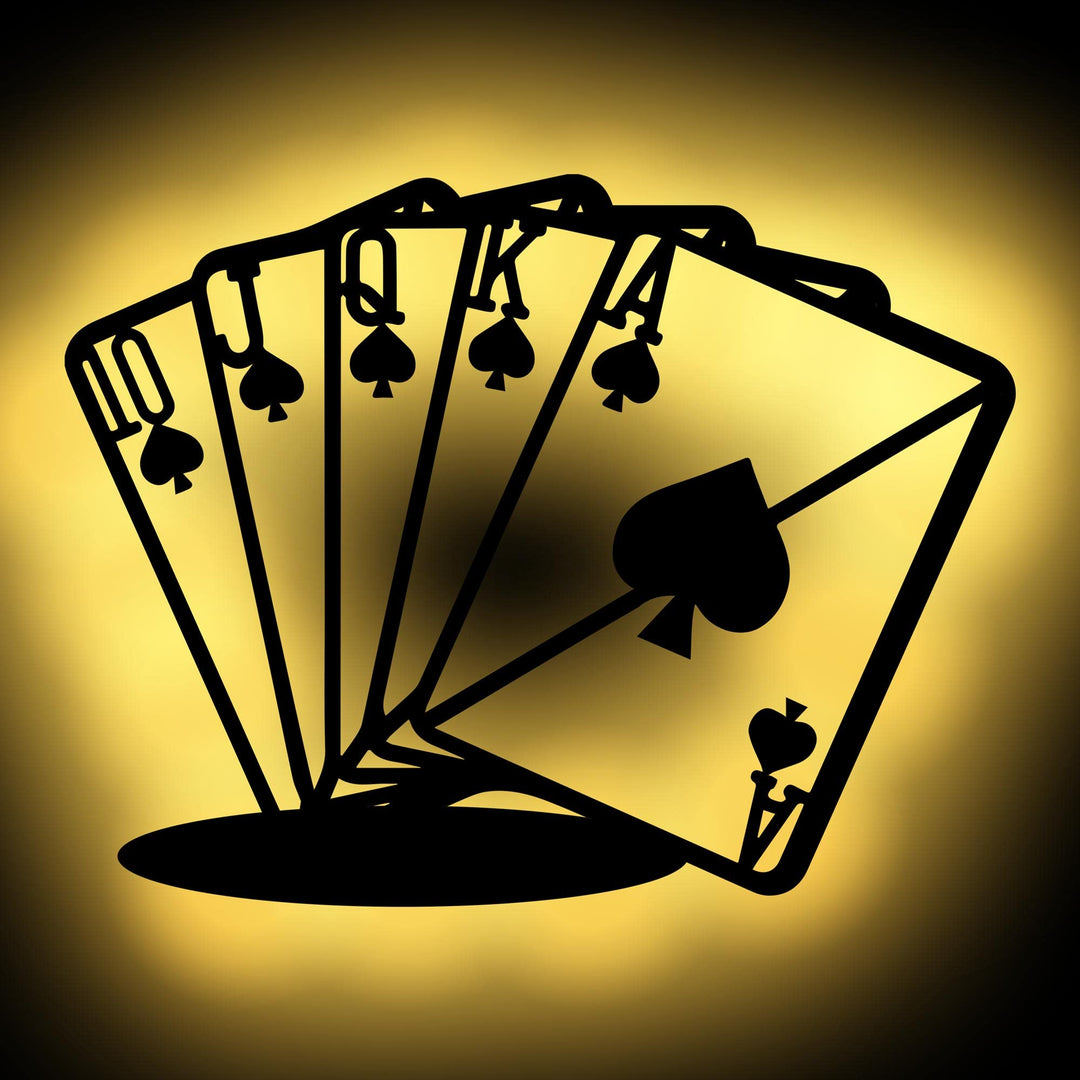Namofactur Led Deko Wand Licht Poker Spielkarten - Geschenkideen Wohnung Familie Zimmer - Batteriebe