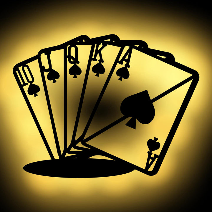 Namofactur Led Deko Wand Licht Poker Spielkarten - Geschenkideen Wohnung Familie Zimmer - Batteriebe