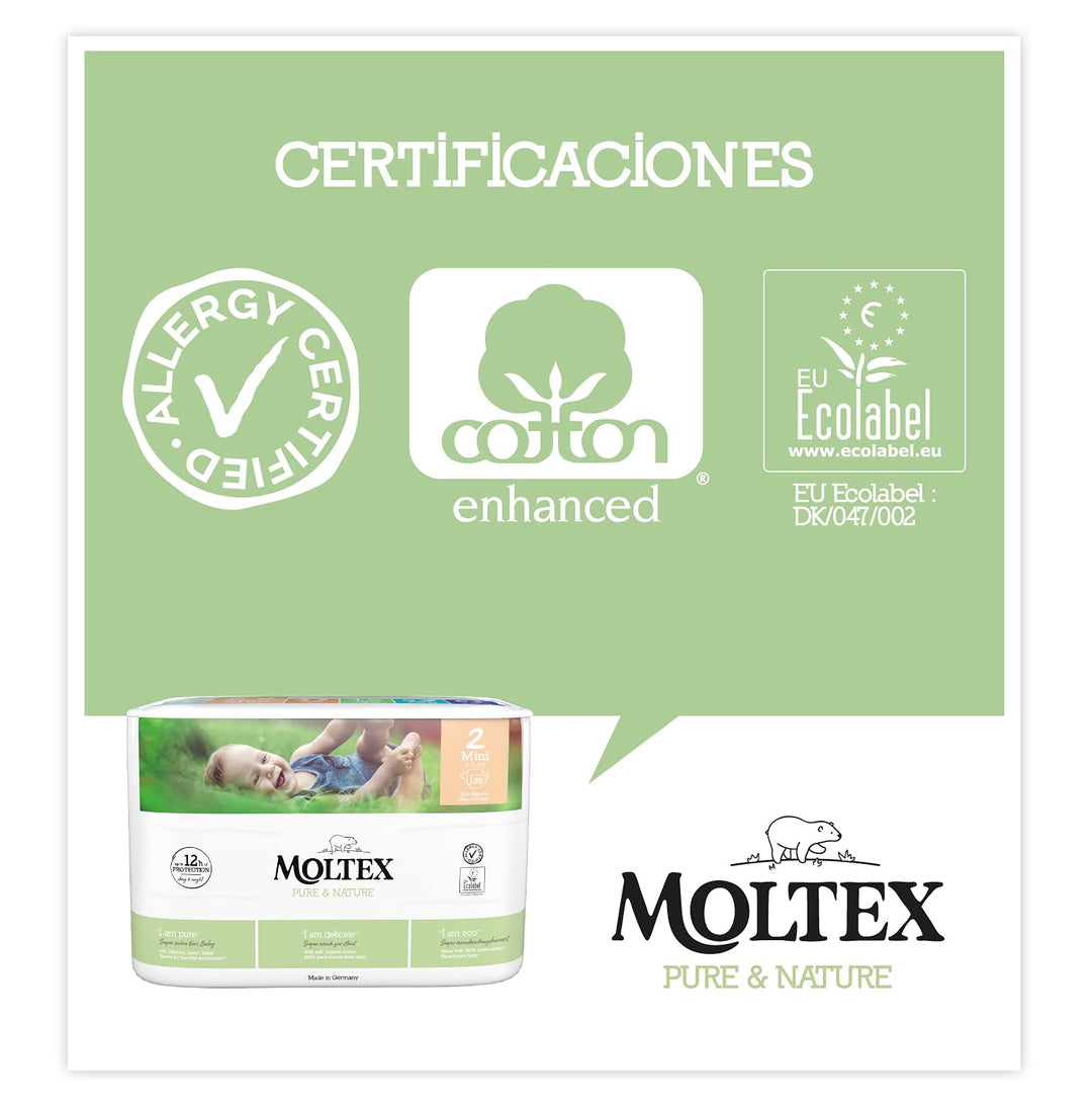 Moltex Pure & Nature Ökologische Windeln Grösse 2 (3-6 kg) - 144 Windeln, Die Verpackung kann variie