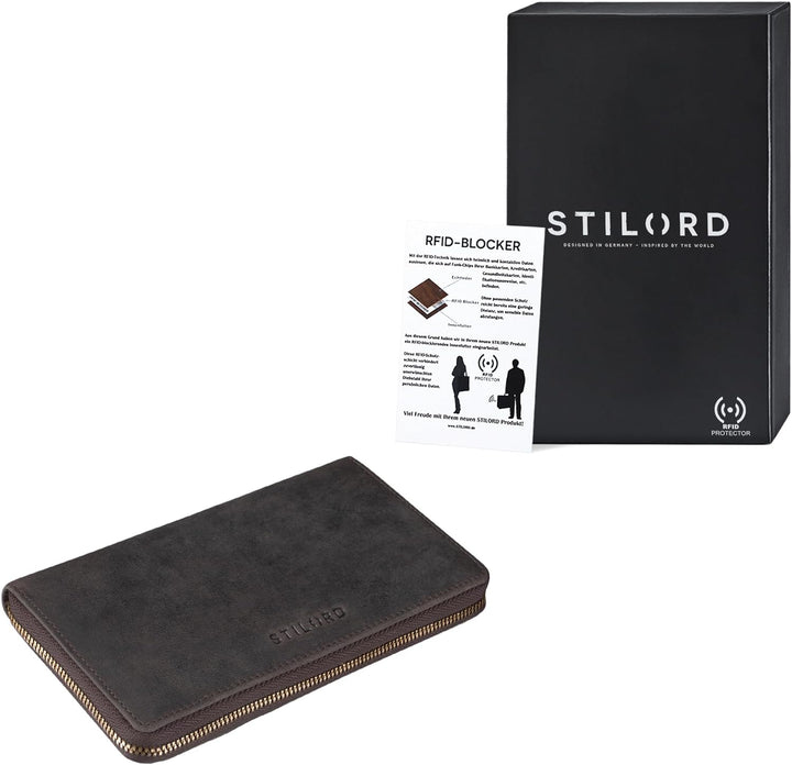 STILORD 'Emilia' Damen Portemonnaie RFID Schutz Elegante Klassische Geldbörse gross aus echtem Rinds